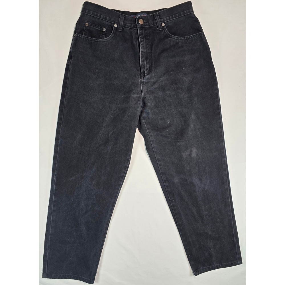 Bill Blass Jeans Mens 10 Short Easy Fit Faded Black High Waisted Tapered Denim